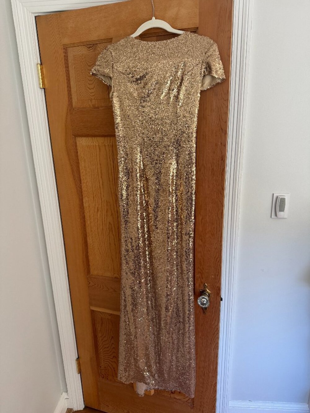 Gold Sequin Cowl Back Maxi Gown XS
